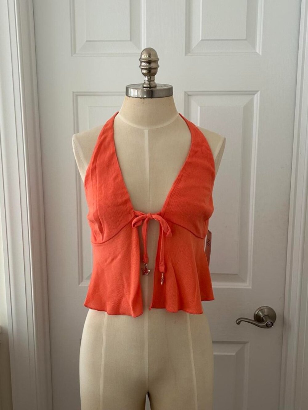 No Boundaries Coral halter top with starfish charms Size XS new with tags